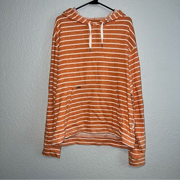 Rip Gurl Womens Striped Drawstring Long Sleeve Knit Hooded Sweater Orange XL - Picture 2 of 10